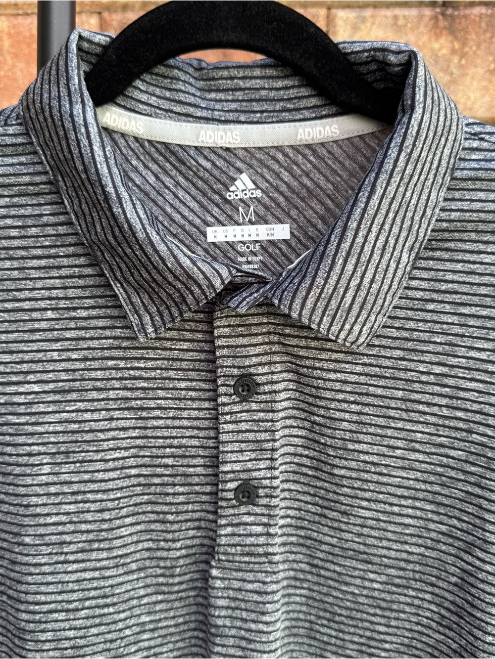 adidas Men’s Gray Striped Performance Polo Shirt